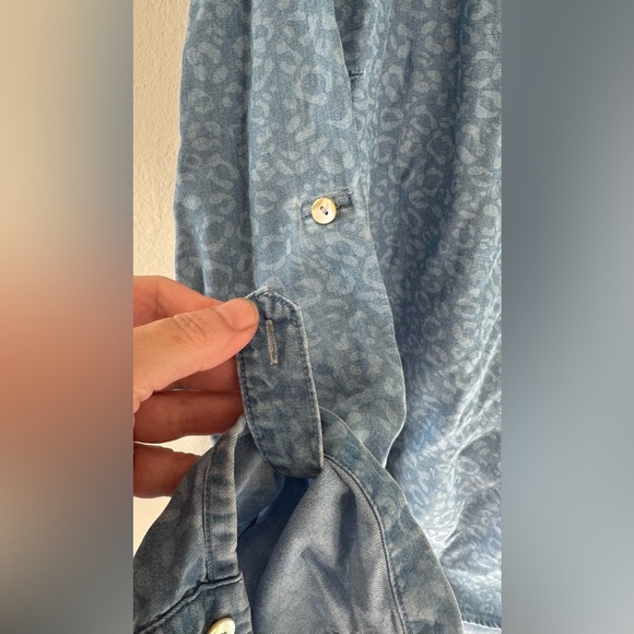 Soft Surroundings Blue Leopard Timeless Crossover Long Sleeve Tunic Tencel 2X - Picture 5 of 9